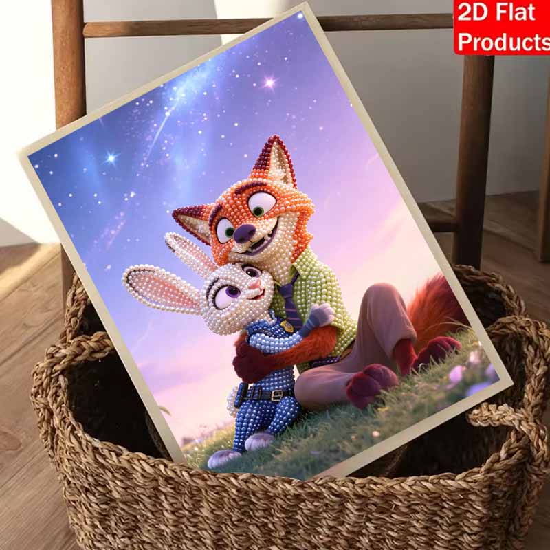 Disney Pearl Painting DIY Nick and Judy’s Creative Pearl Style Illustrations Pearl Gemstone Painting Home Wall Decoration Crafts