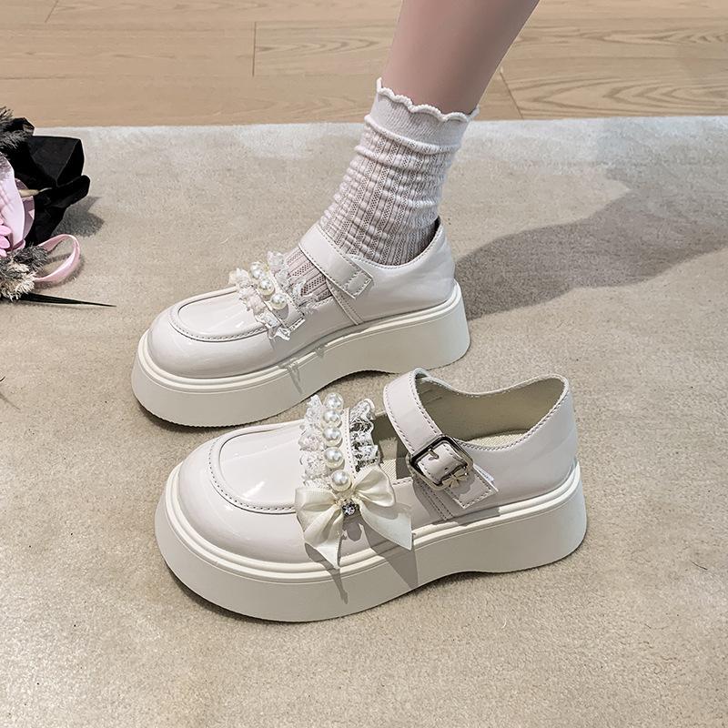

Зарубежные кожаные туфли Мэри Джейн 2025 весна и осень новые детские черно-белые туфли для выступлений одинарные туфли для девочки жемчужные туфли принцессы 40 белый