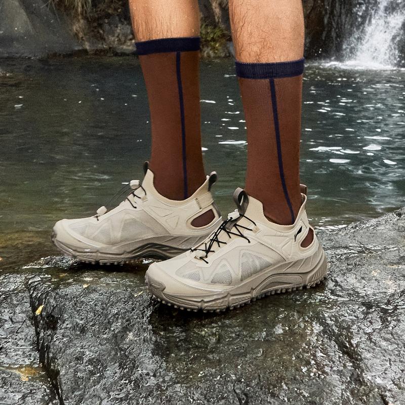 New LiNing Yijie LITE Slip Resistant Breathable Abrasion Resistant River Trekking Shoes Men's Beige AHLV013-2