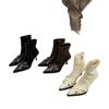 2025 autumn and winter new black pointed thin heel short boots women's French temperament high heel thin boots single boots
