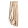 100% Pure Wool Red Elastic Waist Wide-Leg Pants for Autumn/Winter