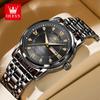OLEVS 5513 Men's Quartz Watches Stainless Steel Strap Diamond Scale Dual Calendar Waterproof Luminous Men's Business Wristwatch