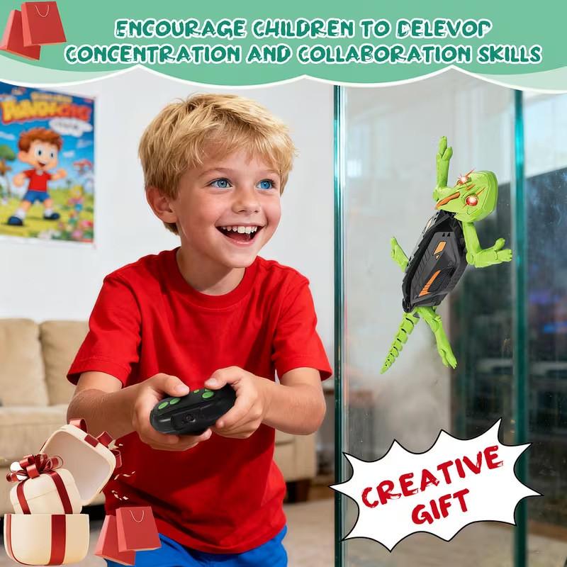 Wireless Remote Control Wall Climbing Lizard Toy With Led Design For Kids