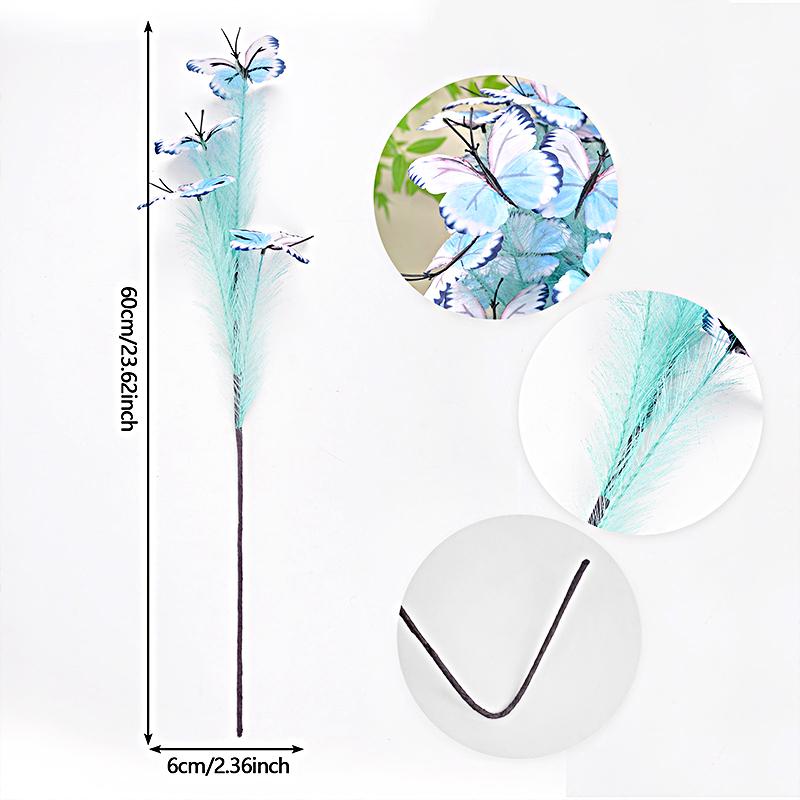 1PC Bouquet Home Party Plastic Decorative Simulated Butterfly Ornament Fabric DIY Artificial Flower Wedding 3 Colors