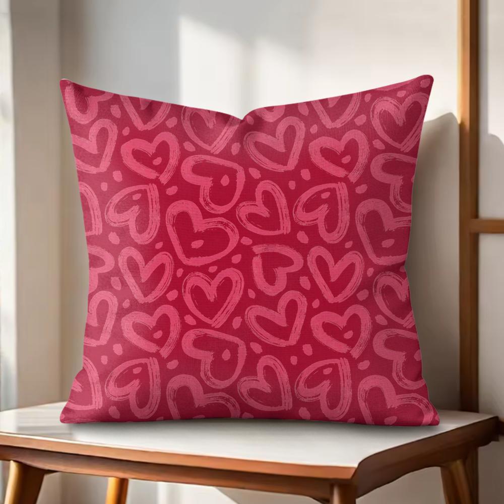 Valentines Day Cushion Cover Natural Linen Organic Fabric DoubleSided Printing Couch Pillow Covers Home Decor