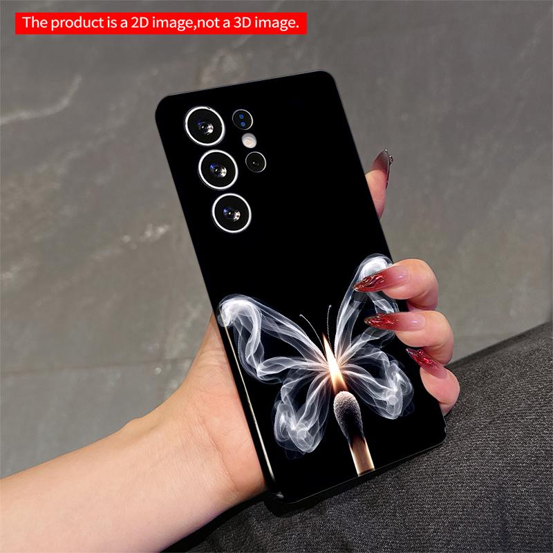 2DFlat Samsung Phone Case Smoky Butterfly Match Flame Art Applicable To Galaxy S22 S23 S24 S25ULTRA S26 A12 A13 A14 A15 A16