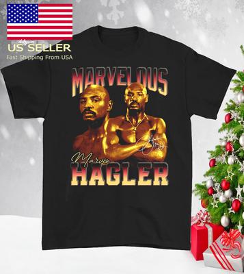 Camiseta de boxeo Marvelous Marvin Hagler Negra Manga Corta Todas las Tallas 113
