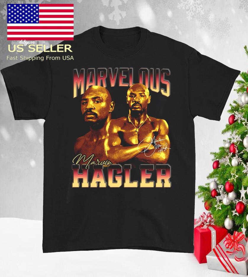 Marvelous Marvin Hagler boxer T-shirt Black Short Sleeve All Sizes 113 L