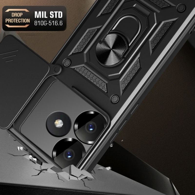Military Armor Protection Case for POCO F6 F4 F3 5G X3 X4 X5 F5 NFC GT M3 M4 Pro M5S Slide Camera Shockproof Full Protection Cover