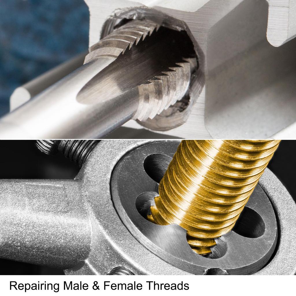 uxcell 2-Piece Tap & Die Set, 3/8-20 UNF Thread Tap & Round Die, Tapping Thread Tool, Tap & Die Kit for Nut, Screw, Bolt Thread Repair