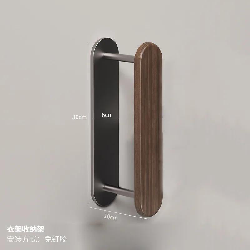 Raft Organizator Multifuncțional de Uz Casnic Montat pe Perete, Articole de Depozitare din Lemn Masiv, Balcon Fără Găuri, Rafturi pentru Uscat