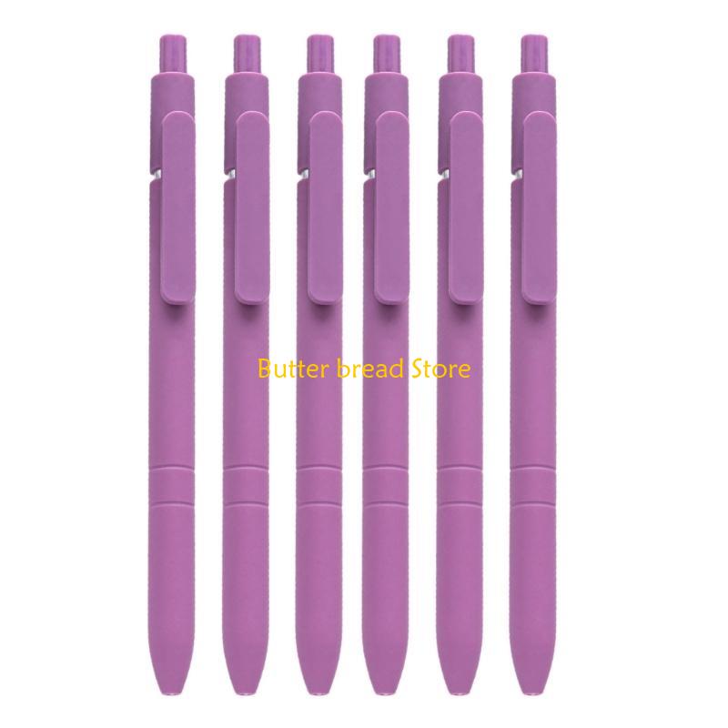 W89C 6Pcs Retractable Ballpoint Pen Business Signing Pen with Pen Clip Office Supply