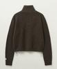 Seteo (W) Crop Half Neck Fleece Knit Zip-Up Brown
