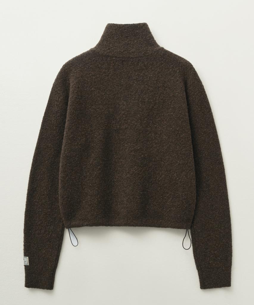 Seteo (W) Crop Half Neck Fleece Knit Zip-Up Brown