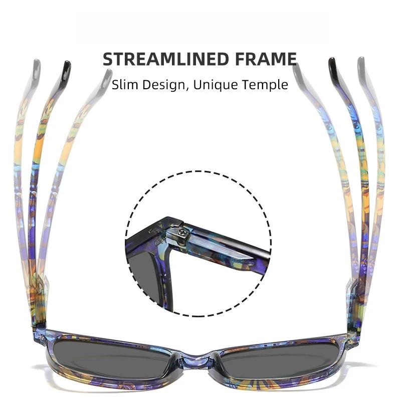 Fashionable Printed Square Sunglasses Women'S High-End Rice Nail Style Outdoor Uv Resistant Glasses Uv400 Shades Eyewear