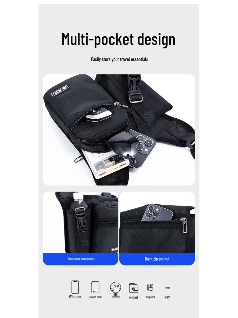 Men's Large Capacity Crossbody Sling Bag - Outdoor Casual Kettle and Mobile Holder, Water Bottle Bag, Oxford Cloth Single Shoulder Bag