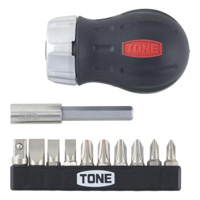TONE Ratchet Stubby Driver Set RSD10S Bit Insertion Black 12 Items &6.35mm (1/4") Contents