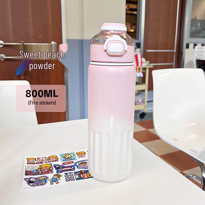 Duoli Gradient Insulated Water Bottle with Straw and Handle