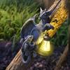 Solar-Powered Dragon Statue Outdoor Garden Ornament with LED Glow Weather-Resistant Resin Fantasy Decor for Patio Wall Fence Lighting