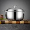 1pc Stainless Steel Saucepan with Lid, Uncoated Multipurpose Soup Pot, Double Handle Apple Shape, Compatible with Electric Stove