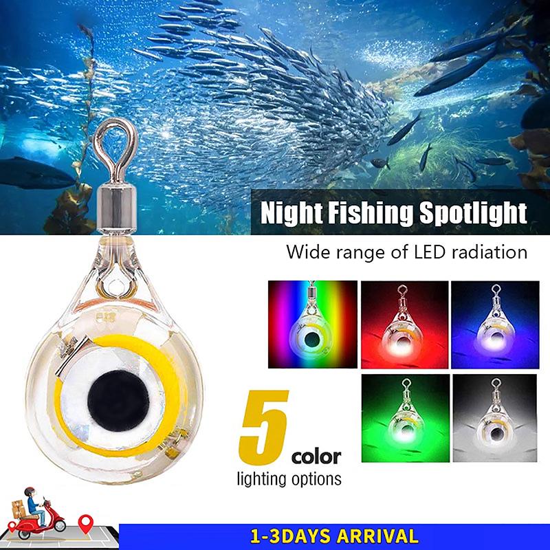 1PCS LED Luminous Lure Mini Fishing Light Deep Drop Underwater Eye Shape Squid Fishing Bait Attracting Fish Baitcatcher