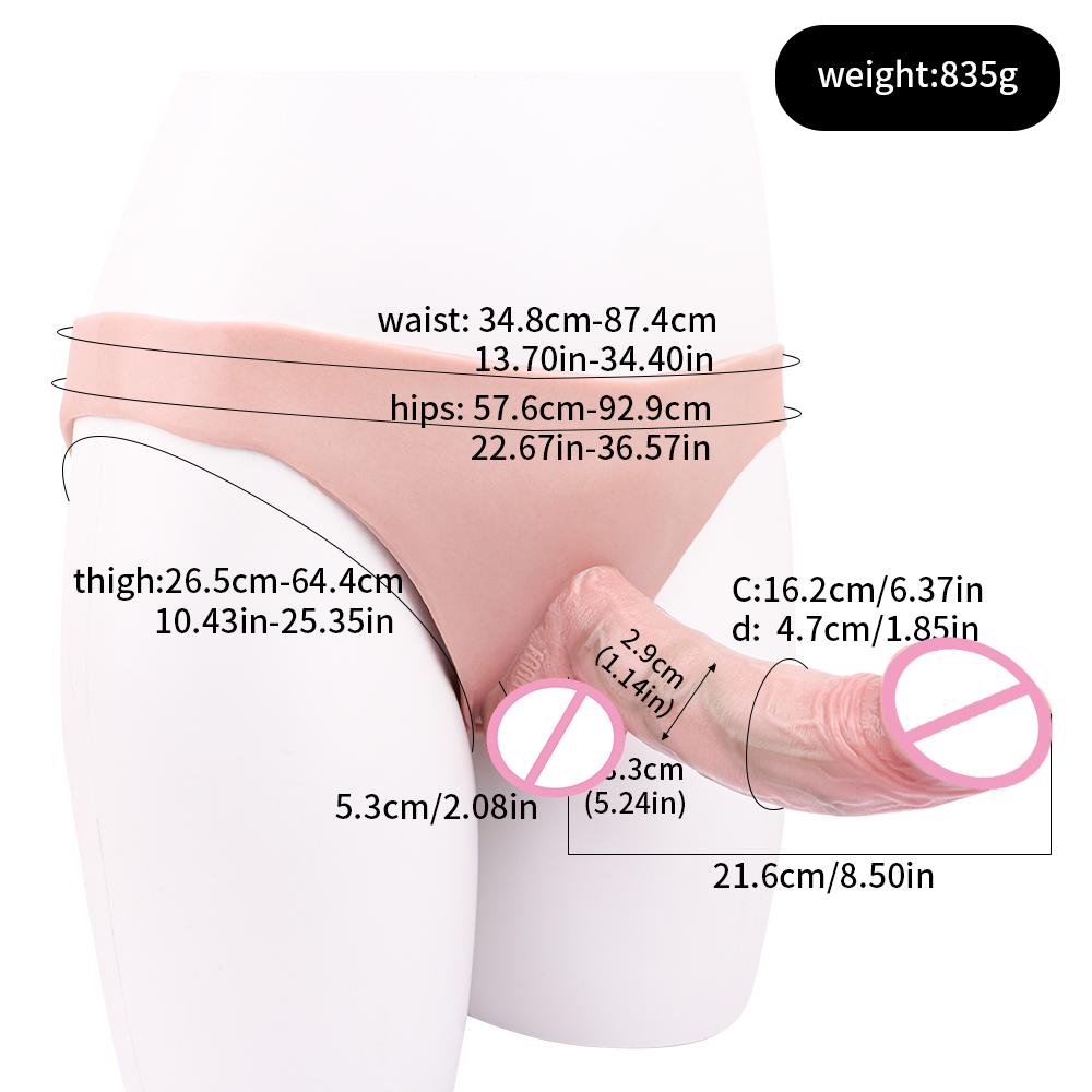 FAAK Strap-On Hollow Big Dildo Silicone Cock Enlarge Wearable Penis Panties Adult Sex Toys for Male Delay Ejaculation
