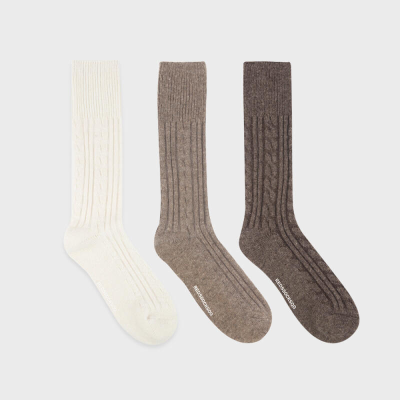 Long, soft wool socks in 3 colors rssw093 beige