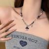 Cat Love Zircon Splicing Adjustable Necklace Korean Fashion Collarbone Chain Cute Sweet Cool Style Necklace Women