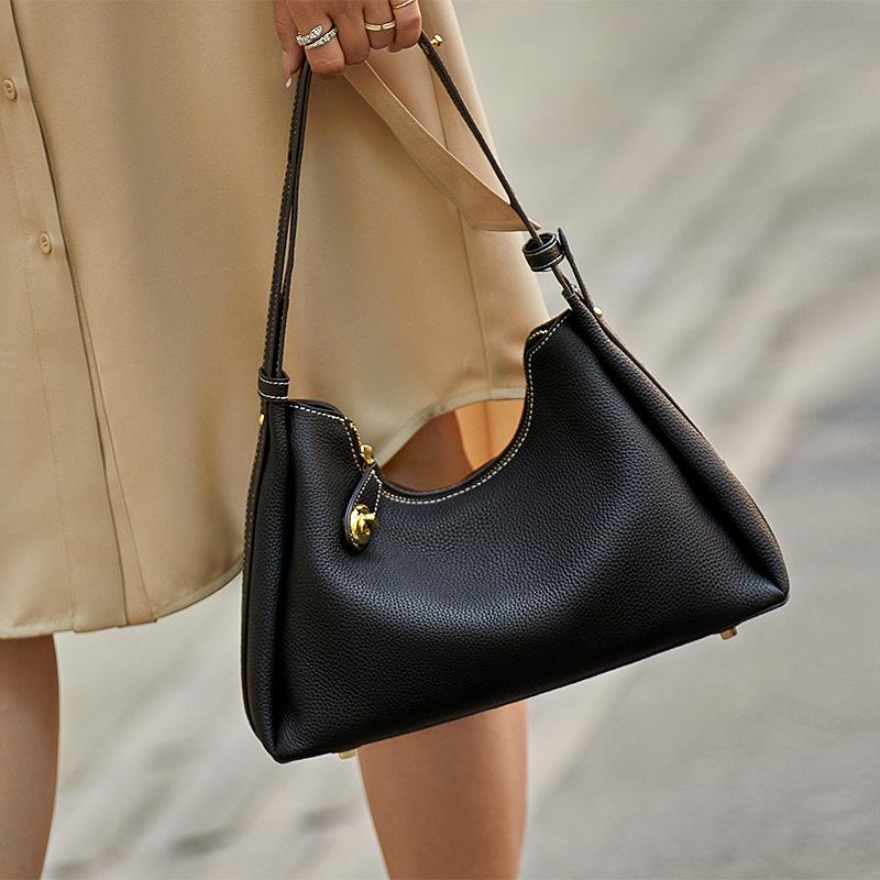 

2025 Черная женская сумка через плечо из коровьей кожи: Стильная многофункциональная сумка-мессенджер 30cm x 10cm x 21cm чёрный