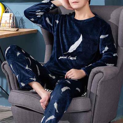 Ropa de dormir Traje Suelto Ropa de Dormir Térmico Grueso Cálido Conjuntos de Pijama de Franela Ropa de Hombre