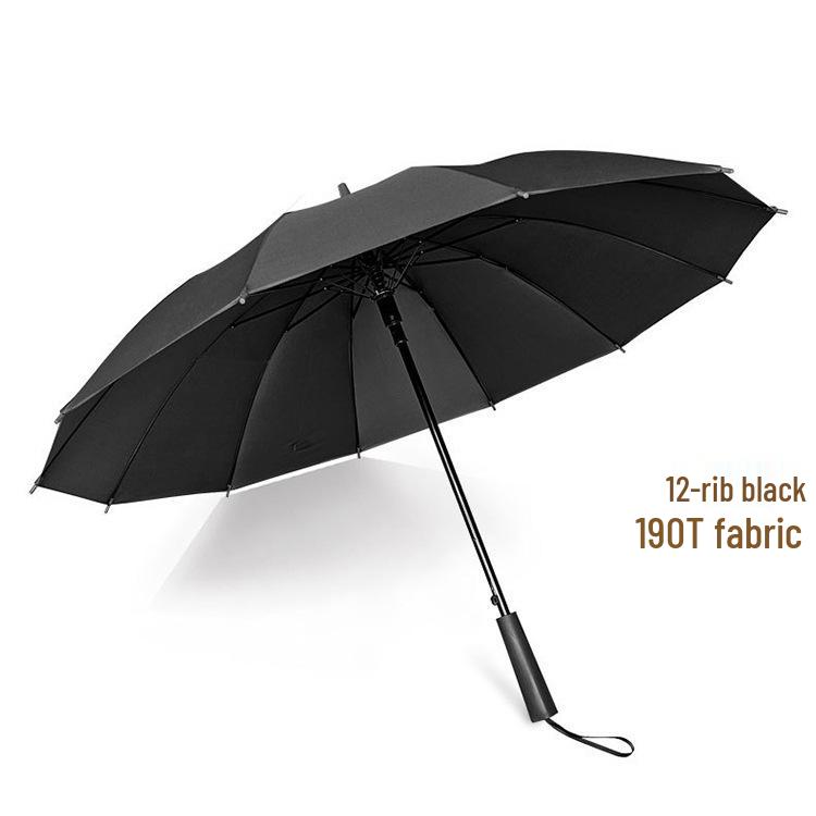 12-Rib 24-Rib Long-Handle Straight Men's Umbrella for Two, Business Advertising, Sun and Rain Protection