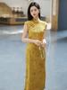 Yellow cheongsam 1011 new spring and summer new Chinese style improved women's white high-end temperament beautiful dress