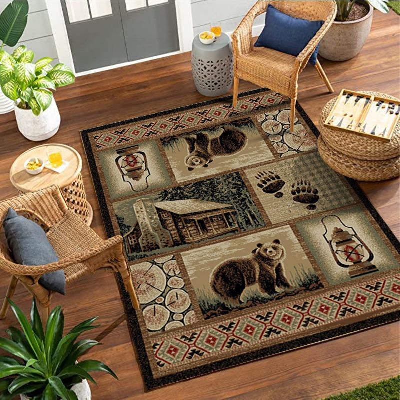 Vintage American Country Carpet for Home Bedroom Floor Decor Large Size Mat Non-slip Coffee Table Area Soft Rug Bathroom Doormat