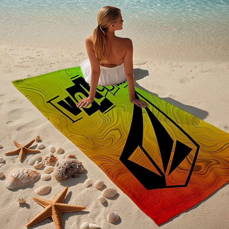 proof beach towel with a V-VOLCOM LOGO1 pattern - soft,absorbent,quick-drying,machine washable - perfect for swimming,camping,bathing