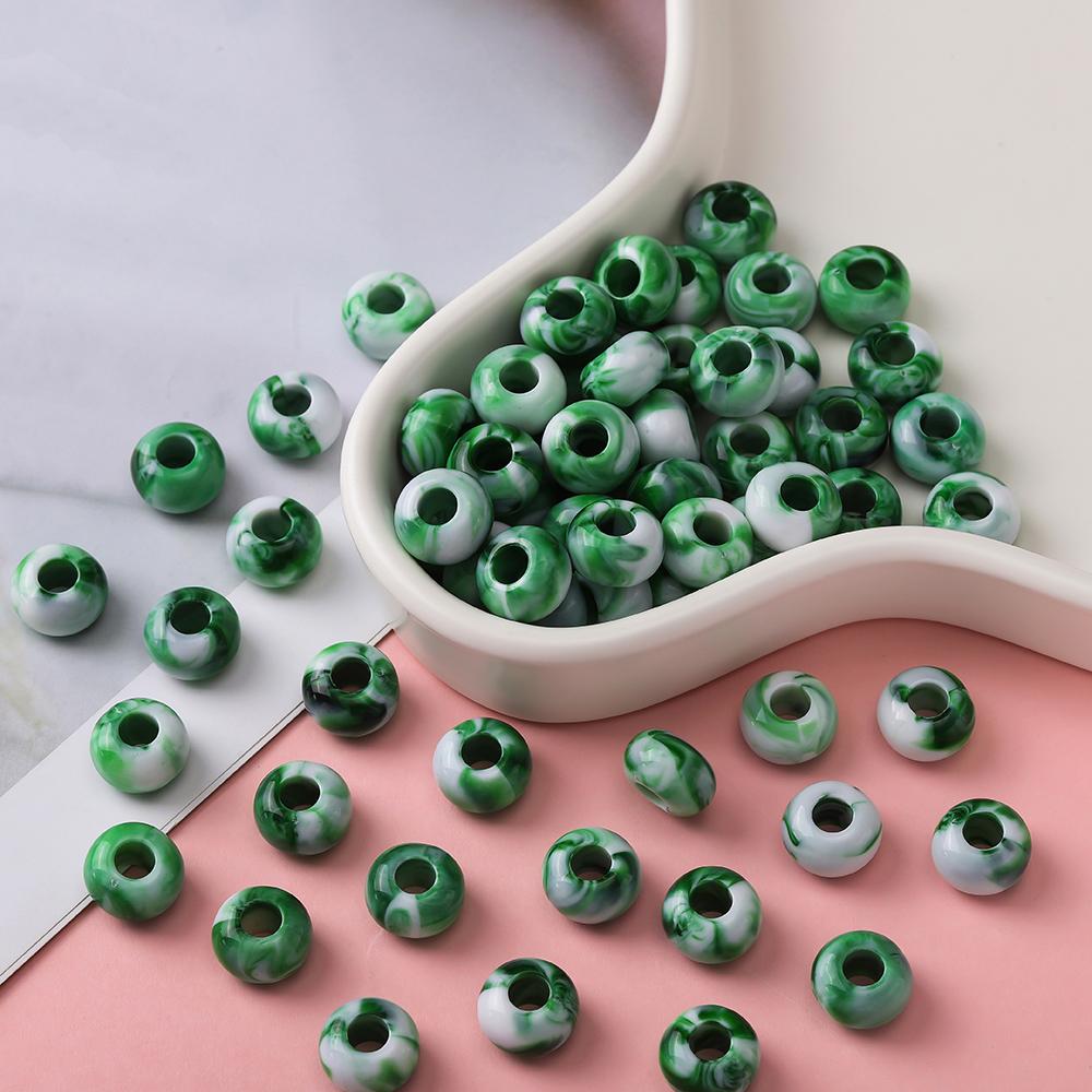 20pcs Acrylic Mixed Color Big Holes Beads Round Spacer Loose Beads for DIY Necklace Bracelet Earring Jewelry Making Accessories