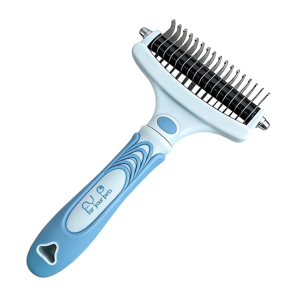 Double Sided Pet Grooming Brush with Stainless Steel Pins and Soft Bristles for Removing Loose Hair and Detangling Fur Suitable for Dogs and Cats