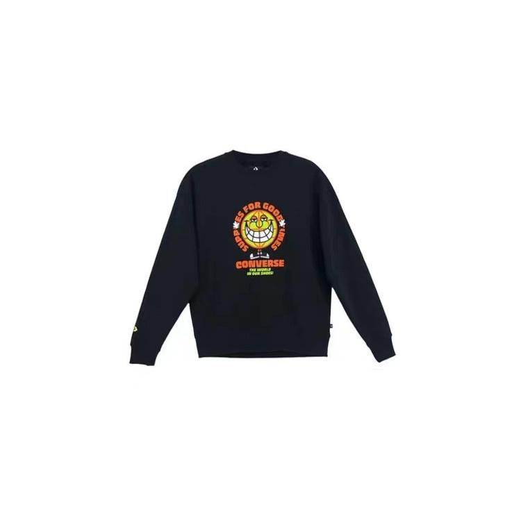 Converse GOOD TIMES Graphic Pullover Crew Sweatshirt Asia Sizing  Black  Men s 10022318-A01 M