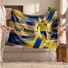 Coperta Personalizzata in Pile Cristiano Ronaldo con Logo Calcio, Testo Nome Personalizzato Morbida Calda Coperta da Divano per la Casa