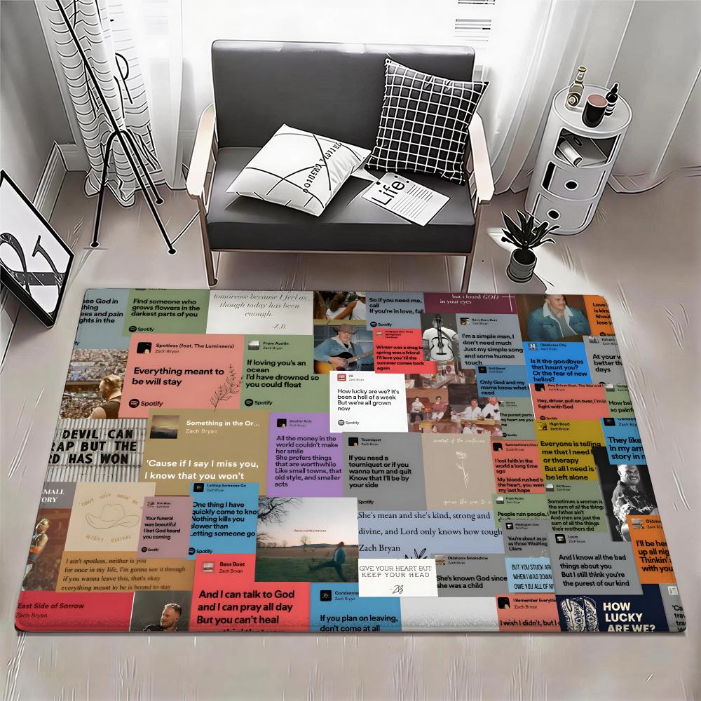 Singer Z Zach Bryan Floor Mat Eco Flannel Doormat Non Slip Odorless Indoor Floor Rug Soft Short Plush Home Mat