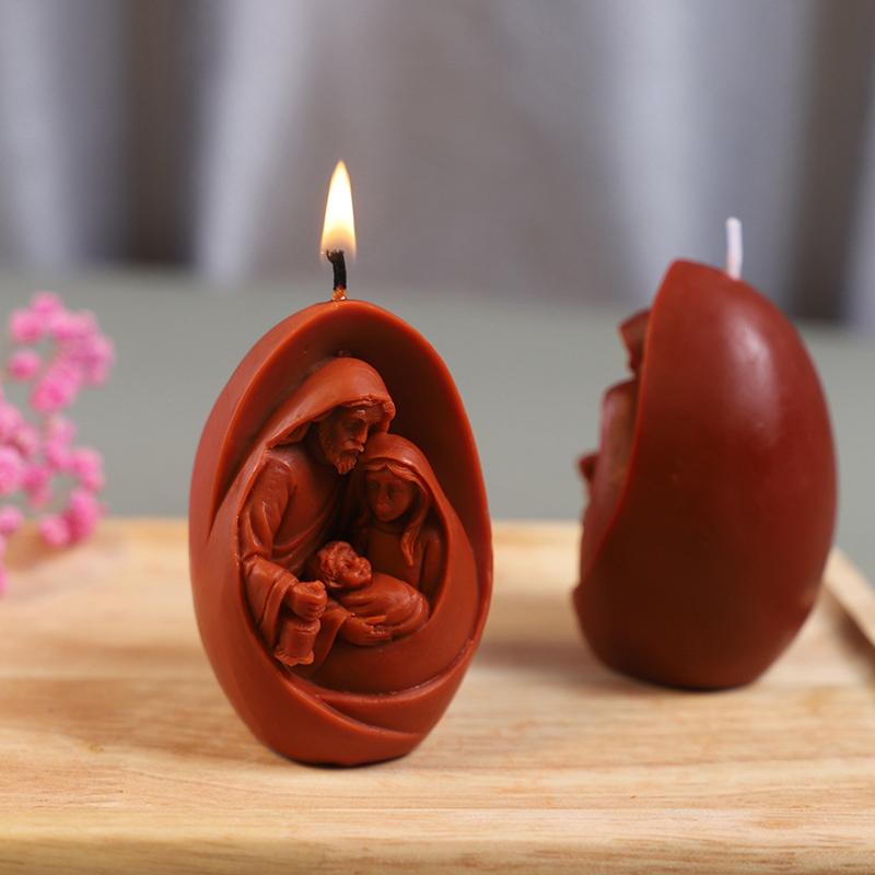 Catholic Holy Family Candle Mold Jesus Virgin Mary Figurine Silicone Mould Handmade 3D Gift Christmas Home Decoration Diy Molds