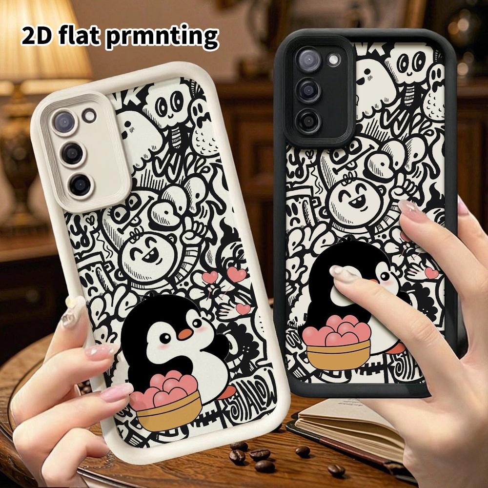 Phone Case: 2D Flat Samsung Galaxy A34 A35 M05 M06 S20 S22 S21 FE Plus 5G Protective Case, Penguin, Christmas and Halloween Gift