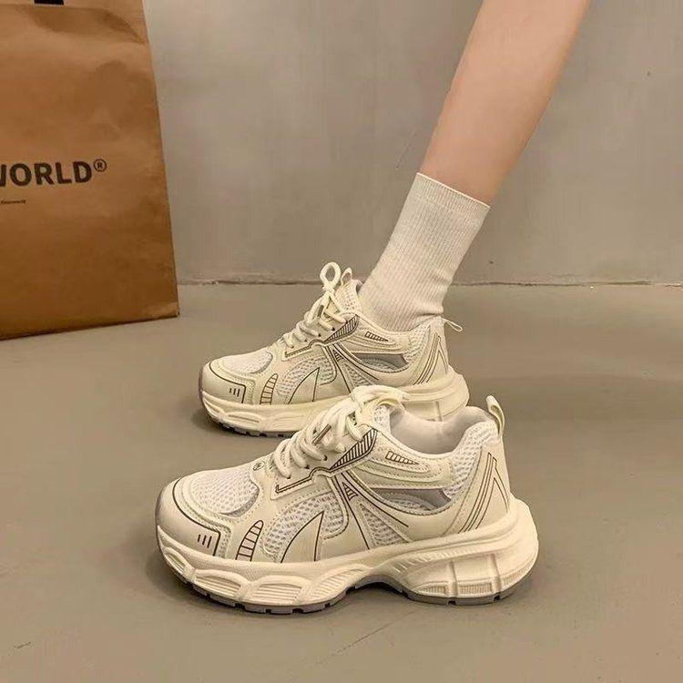 Breathable Women's Shoes Retro Platform Dad Shoes New Autumn and Winter Velvet Ankela Red Pair of Shoelaces Sneakers