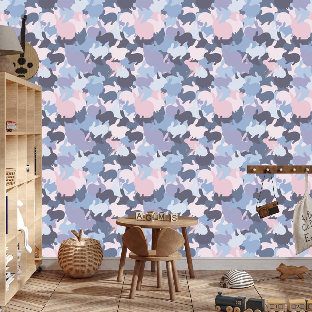 Rabbits wallpaper in various colors for living room and bedroom 50x1000