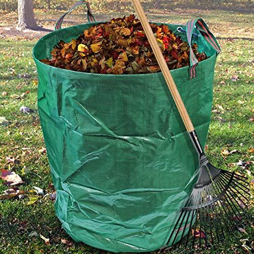 [Grün] Große Kapazität 272L (3 Pack) Garten Eimer/Unkraut Sammelsack, Großer Gartensack, Freistehend, Faltbar, Wiederverwendbar, Wasserdicht Gras Sammel