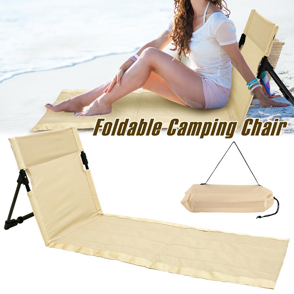 Faltbarer Campingstuhl Oxford-Gewebe Wasserdicht Strand Bodenstuhl Mit Neigungsfunktion Park Einzelner Faulenzer Stuhl Rückenlehnenkissen