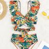Damski Retro Nadruk Letni Push-Up Kostium Kąpielowy Wysoki Stan Zestaw Bikini Strój Kąpielowy Odzież Plażowa Damski Kostium Kąpielowy na Wakacje KTB