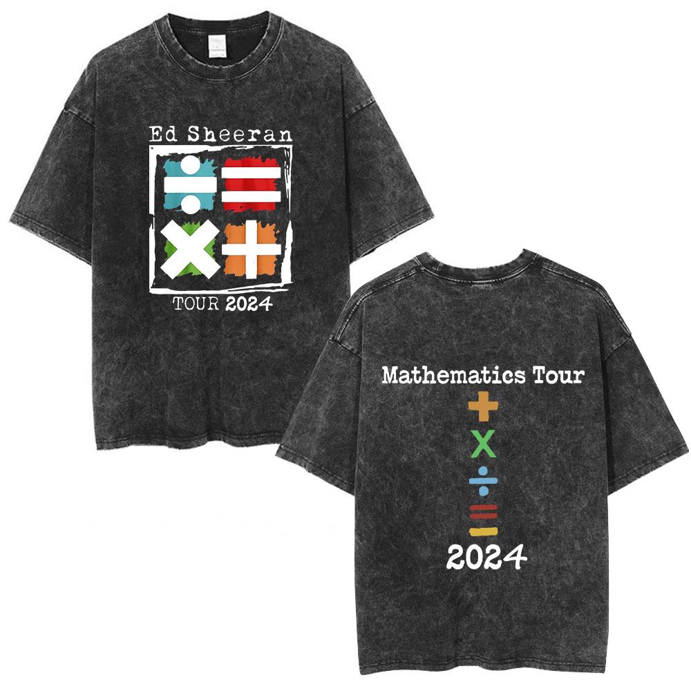 Ed Sheeran Mathematics Tour Concert Vintage Washed T Shirts Men Women Fashion Harajuku Tshirts 100 Cotton Casual Loose Tshirt