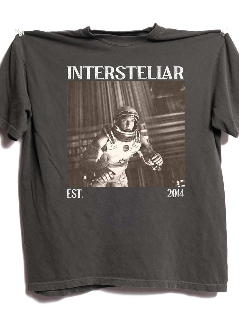 T-shirt Vintage del Film Interstellar Design Retro Fantascientifico