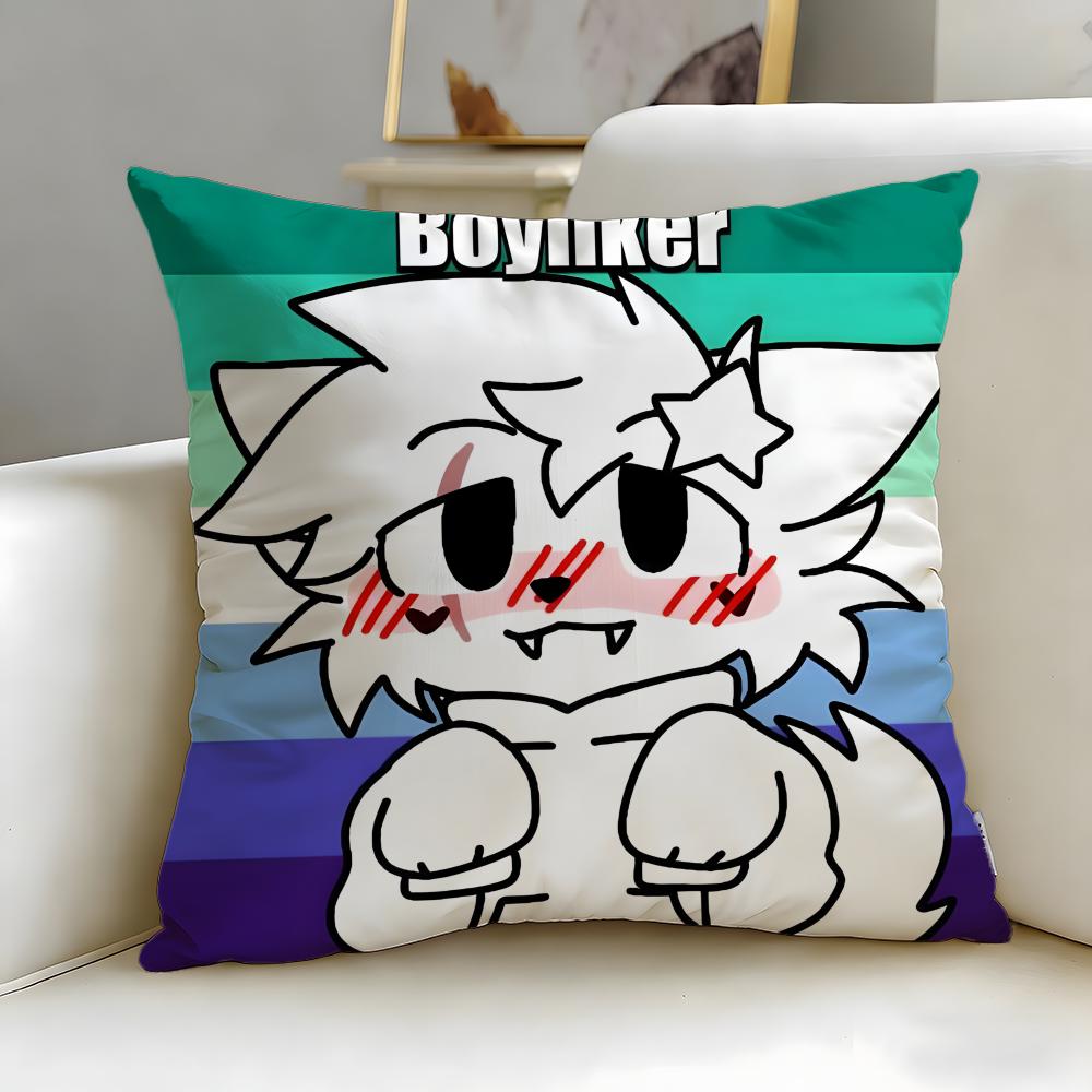 cartoon character Boykisser Silly Cushion Cover Soft & Easy-Wash Pillow Case – Versatile for Couch, Bed, Travel and Office