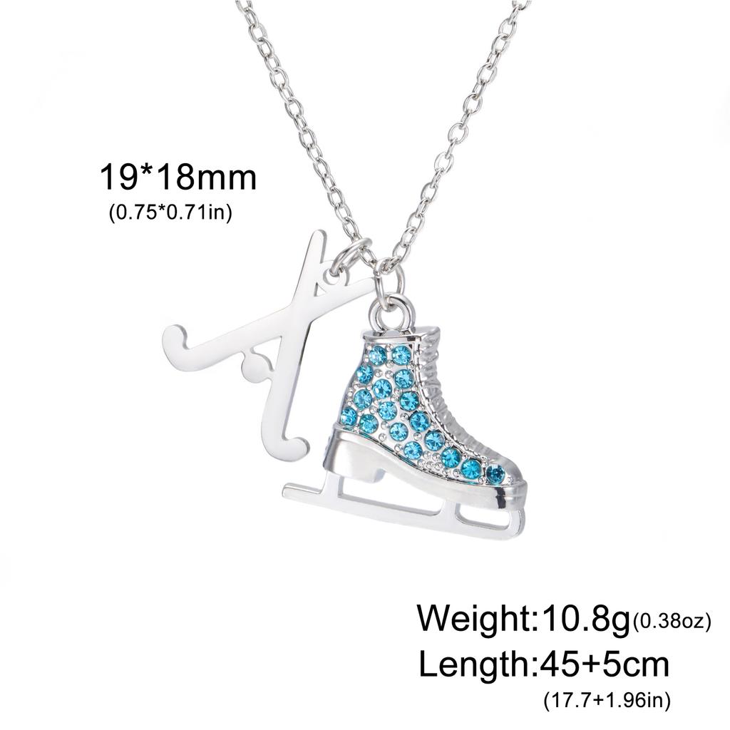My Shape Colorful Rhinestone Ice Skate Shoes Pendant Necklace Hockey Charm Chains For Women Sports Fan Birthday Jewelry Gift
